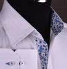 White Herringbone Twill Dress Shirt Formal Business Mens Stylish Paisley Fashion
