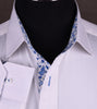 White Herringbone Twill Dress Shirt Formal Business Mens Stylish Paisley Fashion