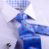 B2B Shirts - The White Herringbone Formal Business Dress Shirt Blue Fleur-De-Lis Fashion - Business to Business