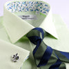 B2B Shirts - Lime Green Herringbone Twill Formal Business Dress Shirt in French Cuffs - Business to Business