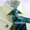 B2B Shirts - Lime Green Herringbone Twill Formal Business Dress Shirt in French Cuffs - Business to Business