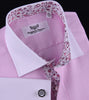 B2B Shirts - Pink Herringbone Formal Business Dress Shirt White Collar White Cuff Paisley Luxury Fashion - Business to Business