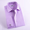 B2B Shirts - Purple Herringbone Twill Formal Business Dress Shirt With Matching Inner Lining Luxury Violet Fashion - Business to Business