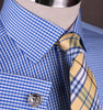 B2B Shirts - Blue Mini Plaids & Checks Formal Business Dress Shirt Purple Checkered Fashion - Business to Business
