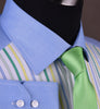 B2B Shirts - Blue Poplin Yellow Green Grey Striped Formal Business Dress Shirt - Business to Business