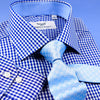 Blue Check With Hounds Tooth Inner Lining Formal Business Dress Luxury Fashion Single Cuff