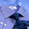 Blue Check With Hounds Tooth Inner Lining Formal Business Dress Luxury Fashion Single Cuff