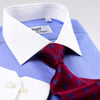 Blue Oxford Dress Shirt Formal Contrast Collar And Cuff Standard Single Cuff Business Fashion Design