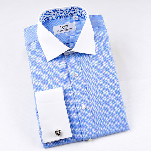 Blue Royal Oxford Floral Paisley Formal Business Dress Shirt With ...