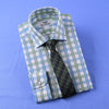 Green Blue Herringbone Twill Checkered Striped Formal Business Dress Shirt Luxury Design