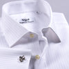 White Herringbone Twill Formal Business Dress Shirt Plain Smart Fashion