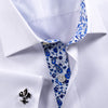 Italian Best White Herringbone Twill Formal Business Dress Shirt With Blue Floral Inner Lining Fashion
