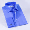 New Arrival Blue Stripe  Check Contrast Collar And Cuffs Formal Business Dress Luxury Fashion