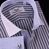 Grey Oxford with Blue White Houndstooth