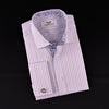 Blue Purple Thunder Twill Stripe Formal Business Dress Shirt Sexy 2x French Cuff with Spread Collar