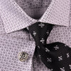 Coin Boss Business Dress Shirt Gray Twill Zig Zag Formal Designer Polka Dotted in French Cuffs with Spread Collar