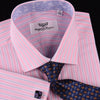 Thin Blue Pink Wide Stripe Formal Business Dress Shirt Floral Gingham Check Boss in French Double Cuffs in Spread Collar
