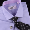 Blue Royal Oxford Lilac Twill Dress Shirt High End Formal Luxury Egyptian Cotton in French Cuff and Spread Collar