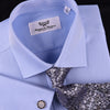 Blue Twill Single Button Cuffs Dress Shirt