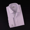 Soft Purple Pink Designer Checkered Dress Shirt Windmill Formal Floral Business in French Cuffs with Spread Collar