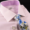Sexy Pink Stripe Men's Twill Luxury Dress Shirt Business Formal Plaids & Checks in French Cuff with Spread Collar