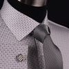 Coin Boss Business Dress Shirt Gray Twill Zig Zag Formal Designer Polka Dotted in French Cuffs with Spread Collar