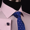Light Pink Striped Formal Business Dress Shirt Classic Thin Designer Fashion Top in French Cuffs and Spread Collar