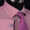 Mini Red Hairline Stripes Formal Business Dress Shirt Blue Floral Designer Style in French Cuff with Spread Collar