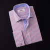 Red White Blue Tattersall Plaid Checkered Formal Business Dress Shirt