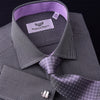 Mini Black Gingham Check Formal Business Dress Shirt Designer Lilac