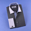 Gray Dress Shirt Men's Asphalt White Contrast French Cuff Grey Business Floral in French Cuffs