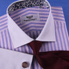 Pastel Multi-Colored Striped Dress Shirt White Poplin Contrast Cuff Business Top in French Cuffs