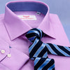 Solid Pink Mens Formal Business Dress Shirt Blue Designer Inner-Lining Fashion in Single Button Cuffs