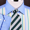 B2B Shirts - Blue Poplin Yellow Green Grey Striped Formal Business Dress Shirt - Business to Business