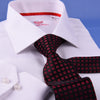 White Cotton Mini Herringbone With Red Inner Lining For Professional Dress EgoFormal Dress Shirt