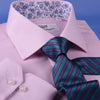 Pink Oxford Floral Inner Lining Formal Dress Shirt Sexy Business Formal Attire in Single Button Cuffs