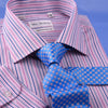 Pink Blue Soft Stripe Formal Business Dress Shirt Designer Stylish Fashion Style Single Cuff