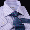 Blue Striped Dress Shirt Formal Business Designer Stripes Stylish Fashion Single Cuff