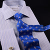 Blue Designer Striped Formal Business Dress Shirt Egyptian Cotton Luxury Style