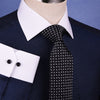 Dark Navy DOT With White Contrast Collar & Cuff For Formal Business Dress Shirt Professional Formal Dress Shirt