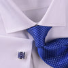 White Herringbone Formal Business Dress Shirt French Double Cuff Egyptian Cotton with Spread Cutaway Collar