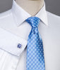B2B Shirts - White Herringbone Formal Business Dress Shirt Blue Fleur-De-Lis Fashion - Business to Business