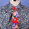 Blue Big Paisley Unique Designed Both Casual & Formal Business Smart Dress Shirt in Single Button Cuffs