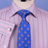 Pink Blue Soft Stripe Formal Business Dress Shirt Designer Stylish Fashion Style Double Cuff