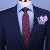 Burgundy & Blue Floral  3" Necktie Business Elegance Italian Traditional Style