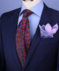 Burgundy & Blue Floral  3" Necktie Business Elegance Italian Traditional Style