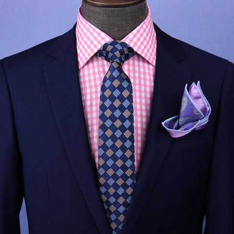 Blue & Light Blue Pattern Style 3" Necktie Business Elegance  For Formal Business Occasion