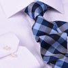 Blue Check Big Basket Woven 3" Necktie Business Elegance for Smart Men's Ego