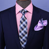 Blue Check Big Basket Woven 3" Necktie Business Elegance for Smart Men's Ego