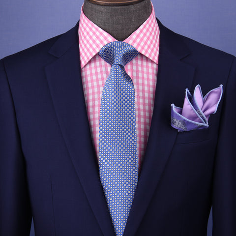 Blue & Silver Check Pattern Necktie Business Formal Elegance For Smart Men's Ego